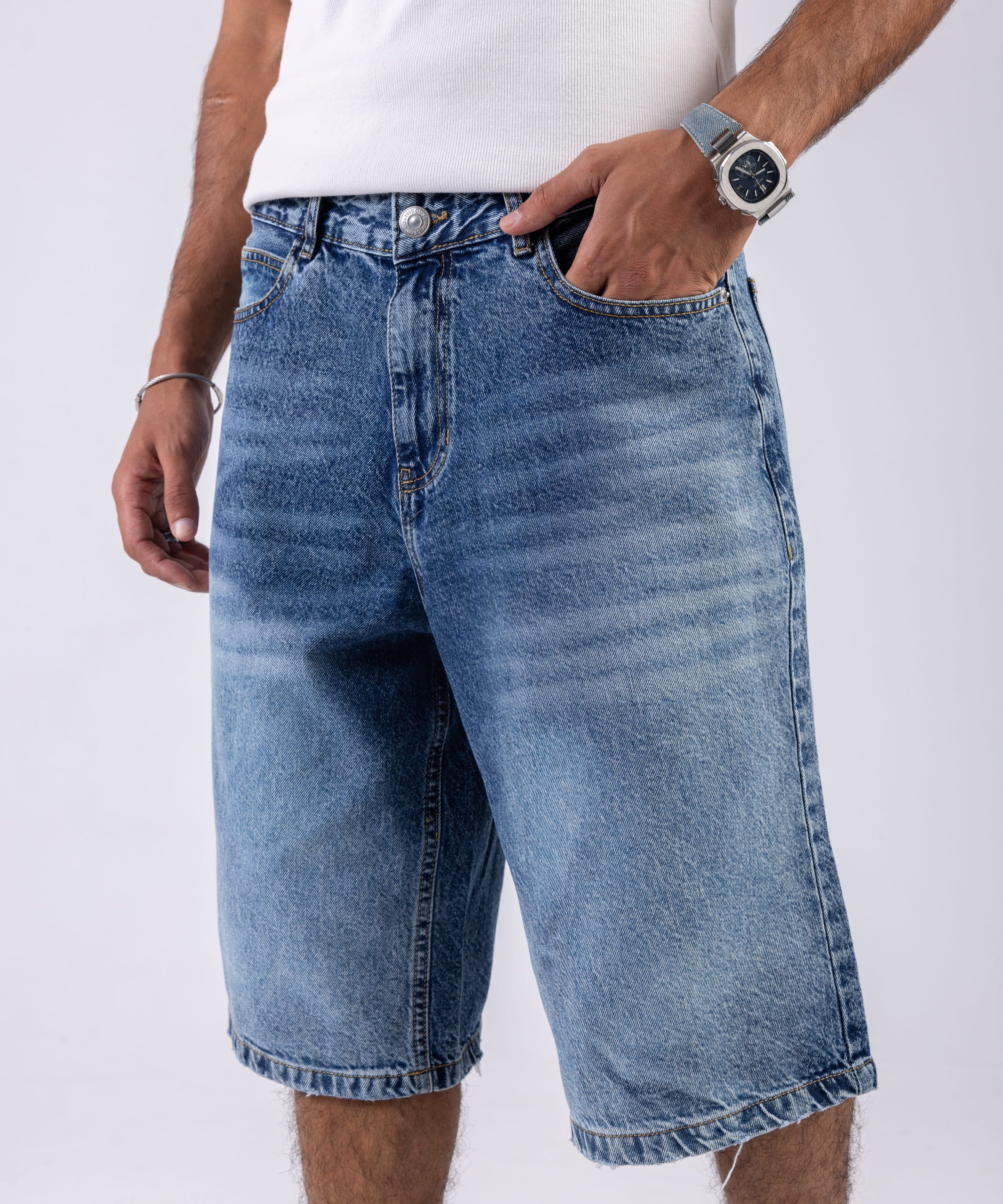 Wide Leg Denim Shorts