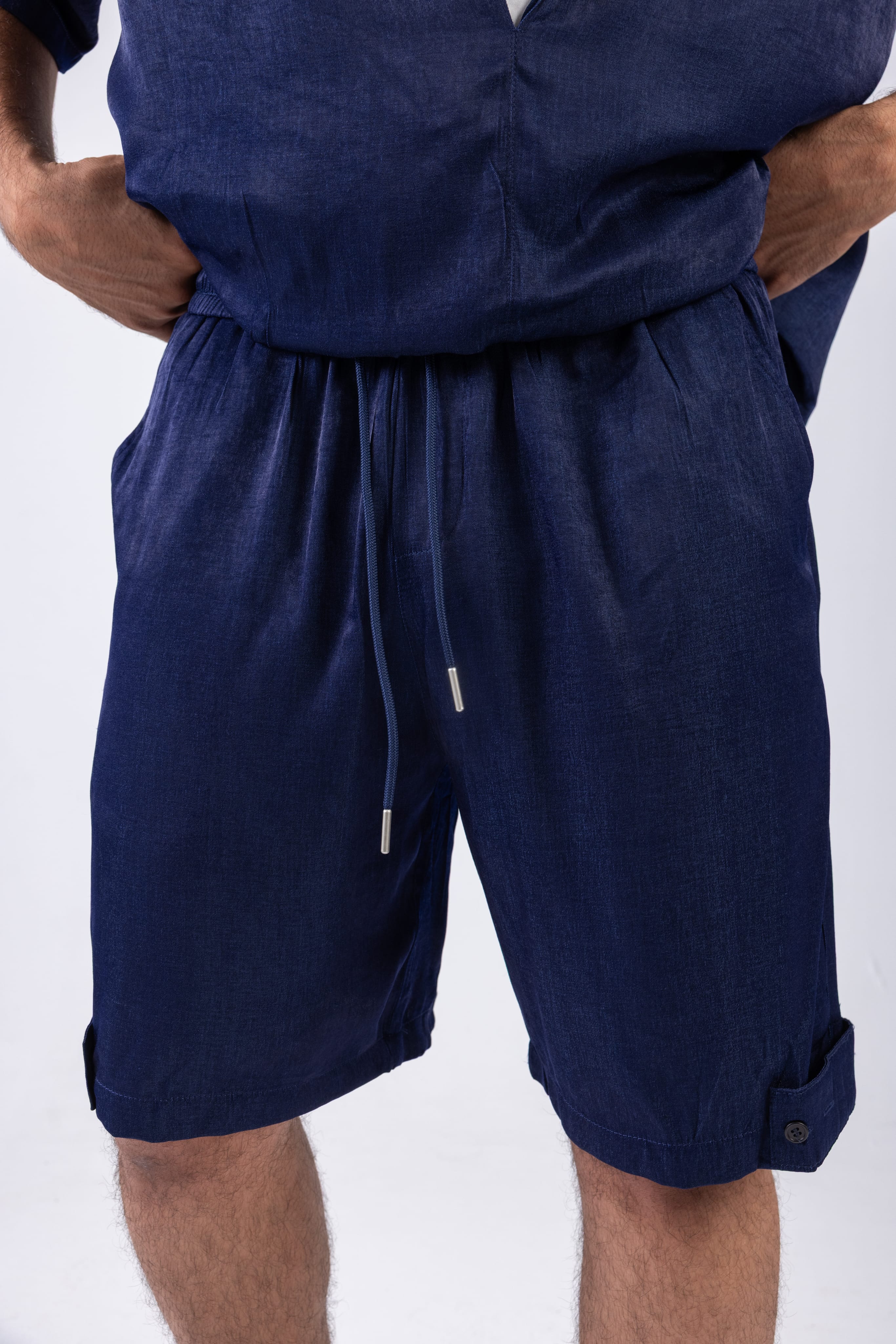 Oversized Open Collar Shorts Set