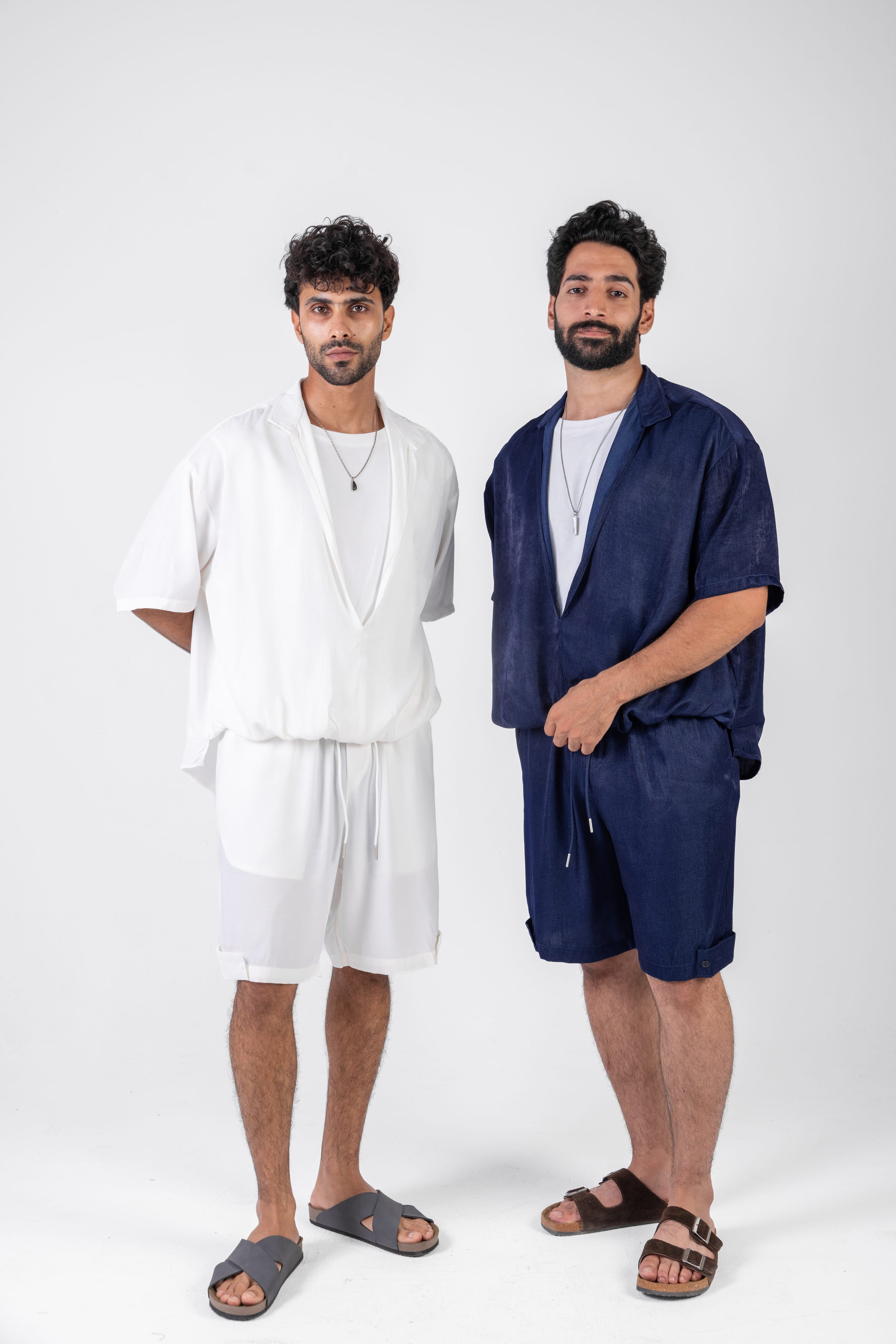 Oversized Open Collar Shorts Set