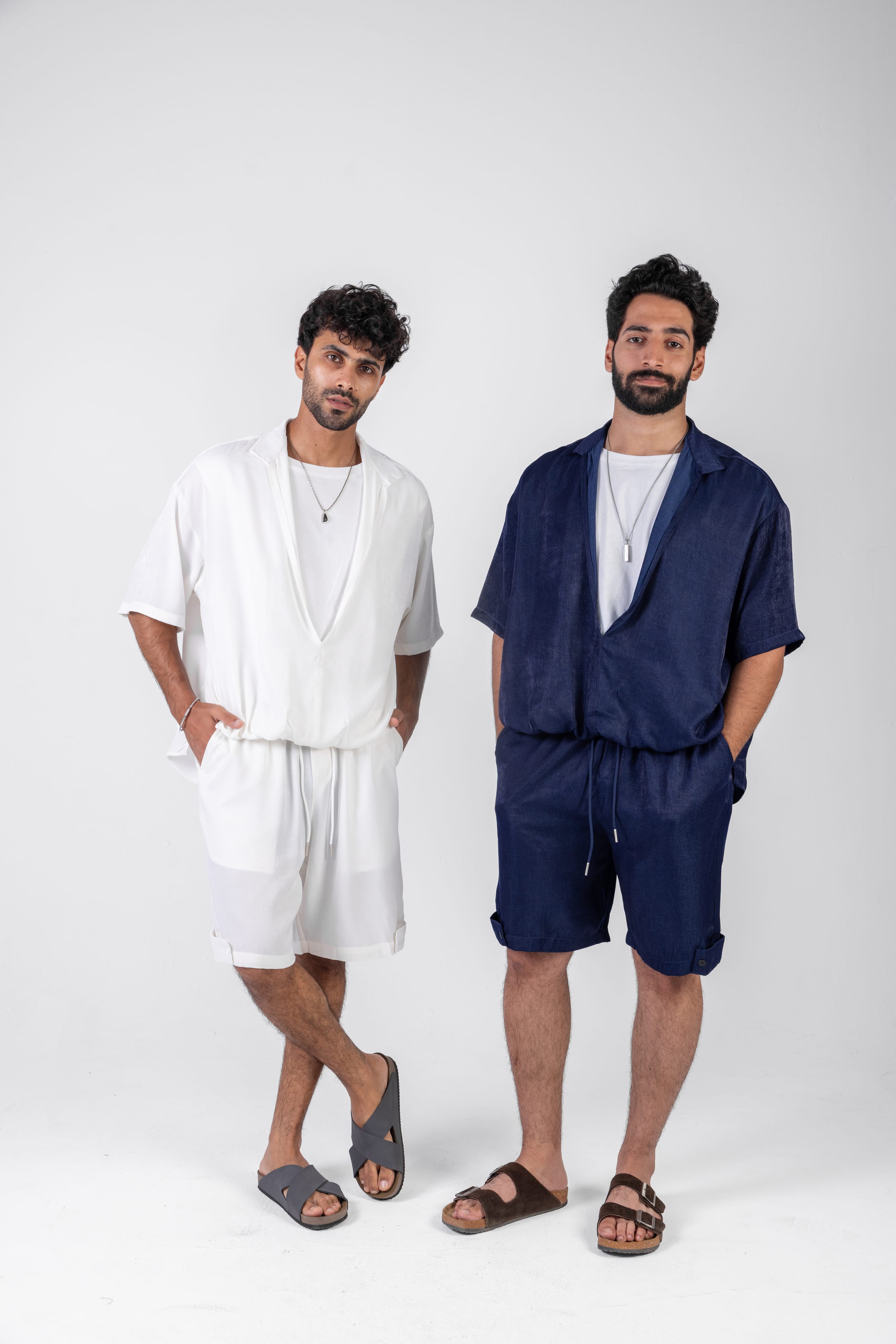 Oversized Open Collar Shorts Set