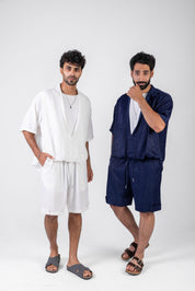 Oversized Open Collar Shorts Set