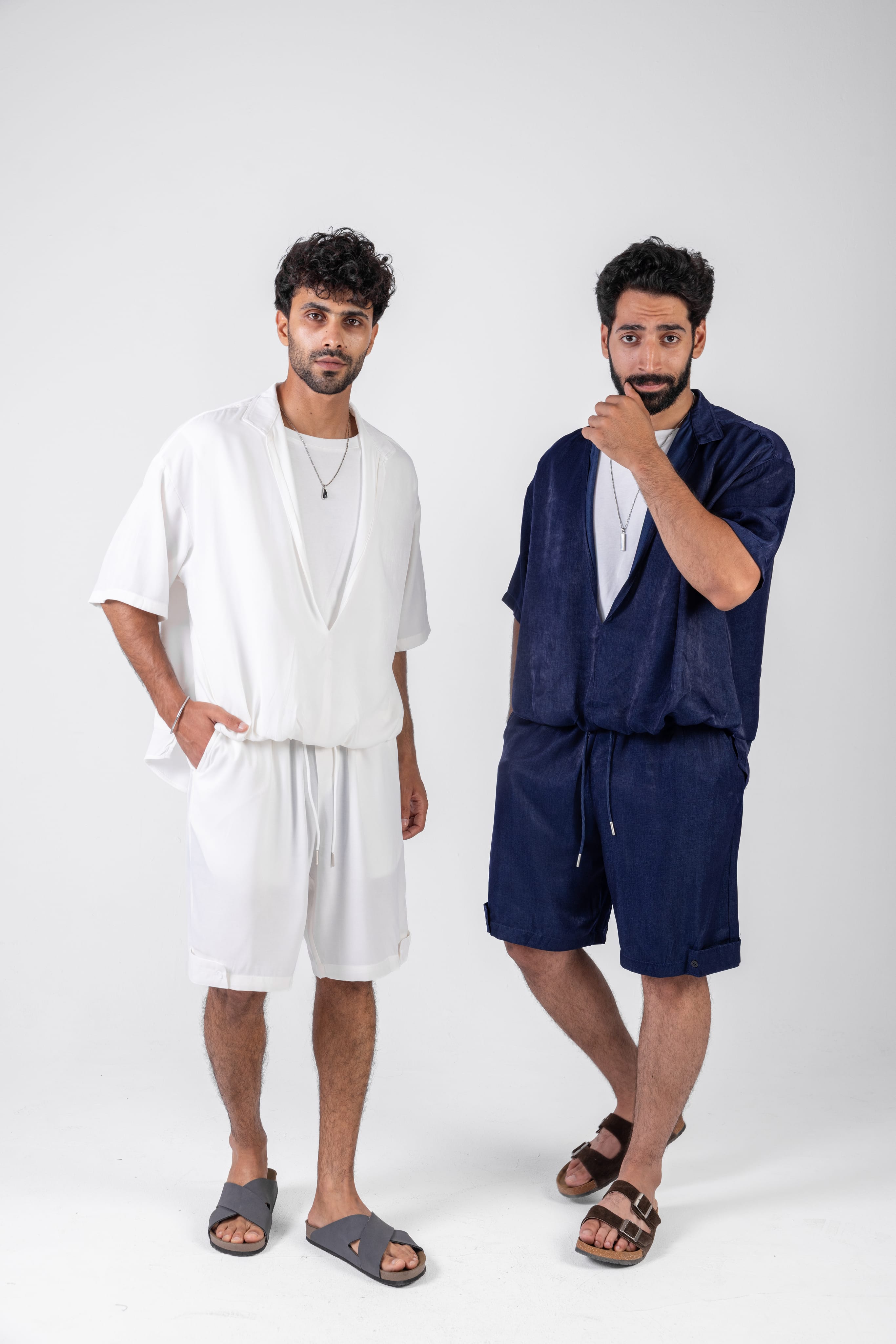 Oversized Open Collar Shorts Set