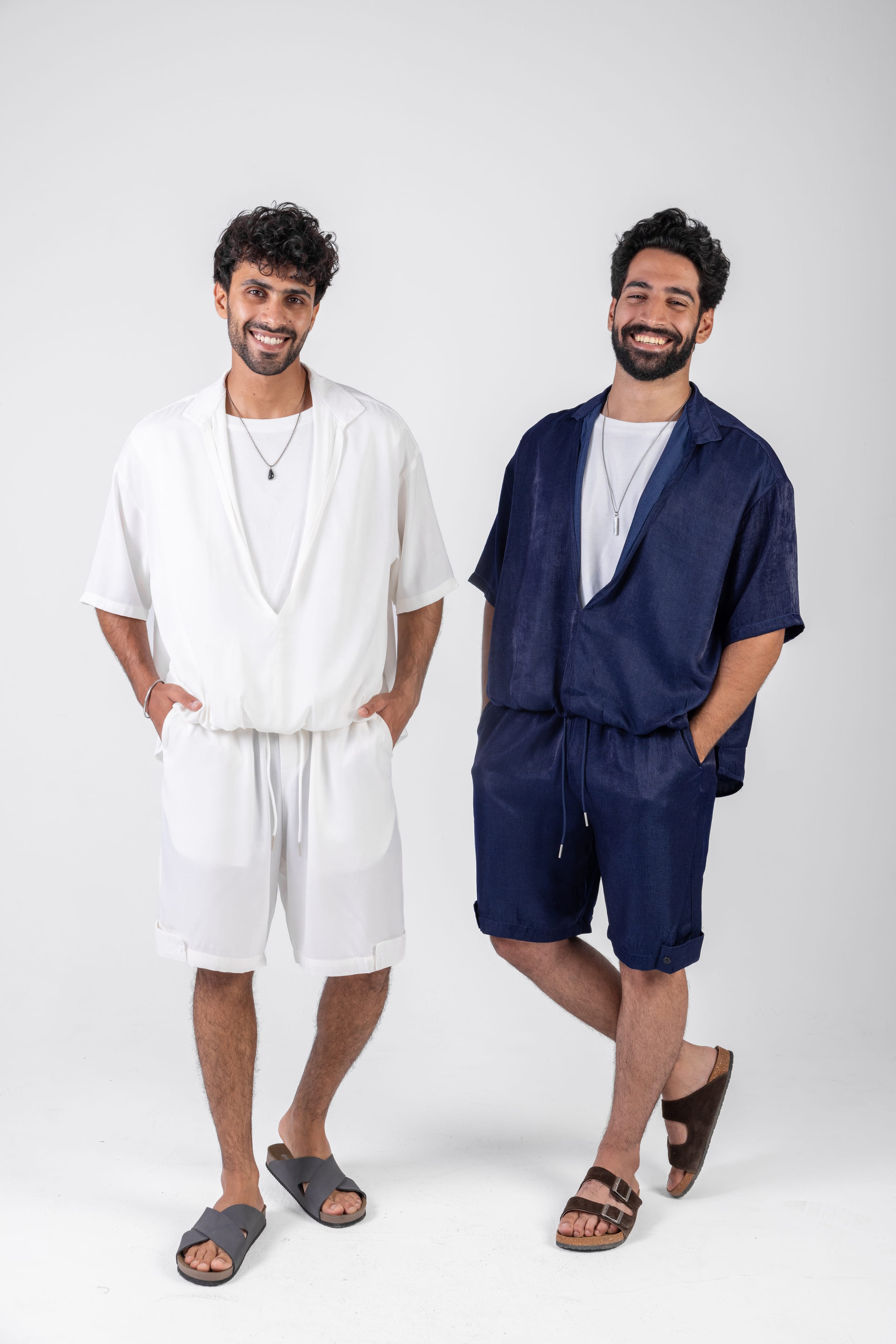 Oversized Open Collar Shorts Set