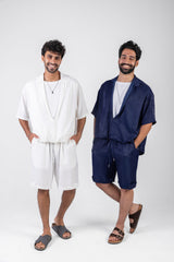 Oversized Open Collar Shorts Set
