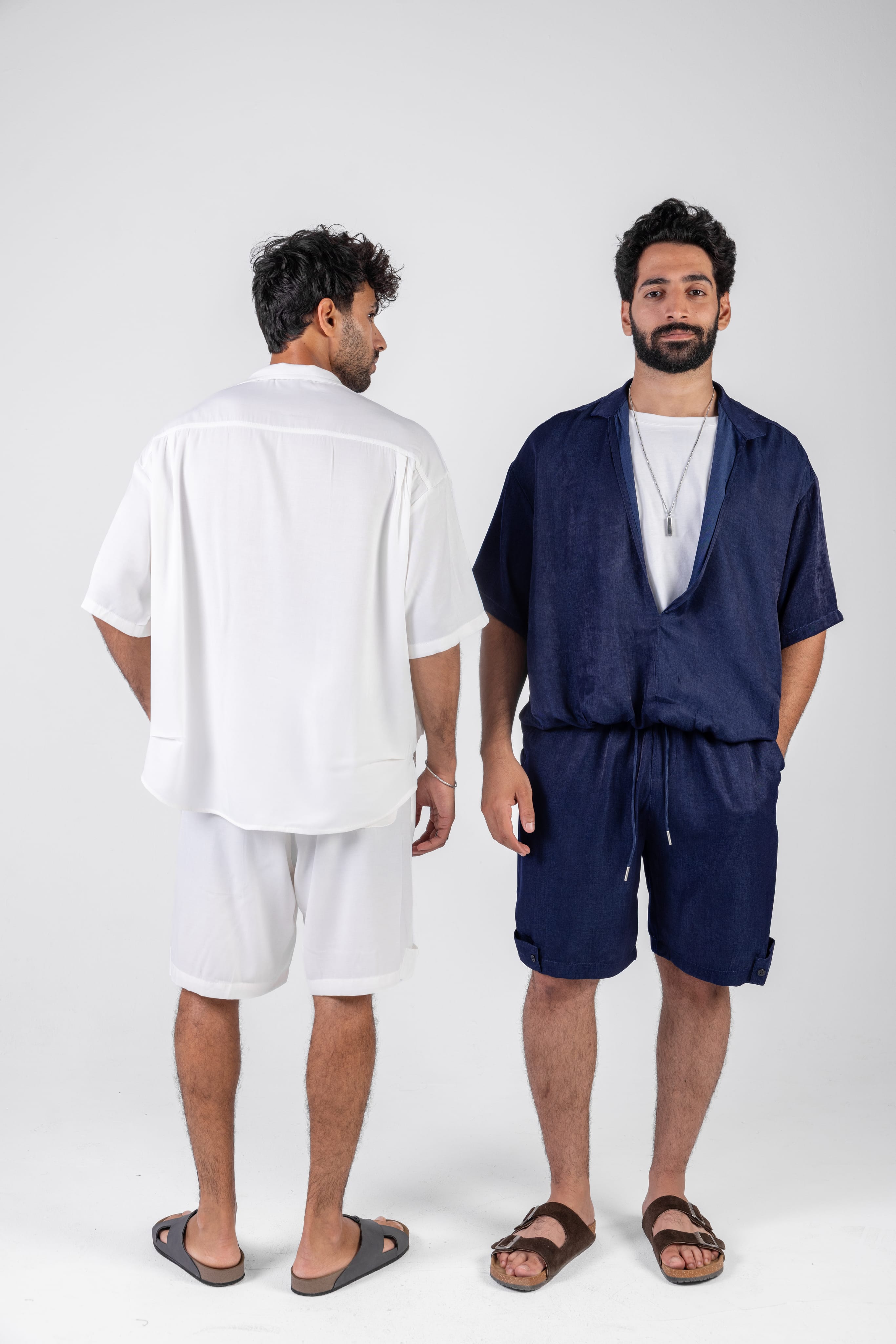 Oversized Open Collar Shorts Set