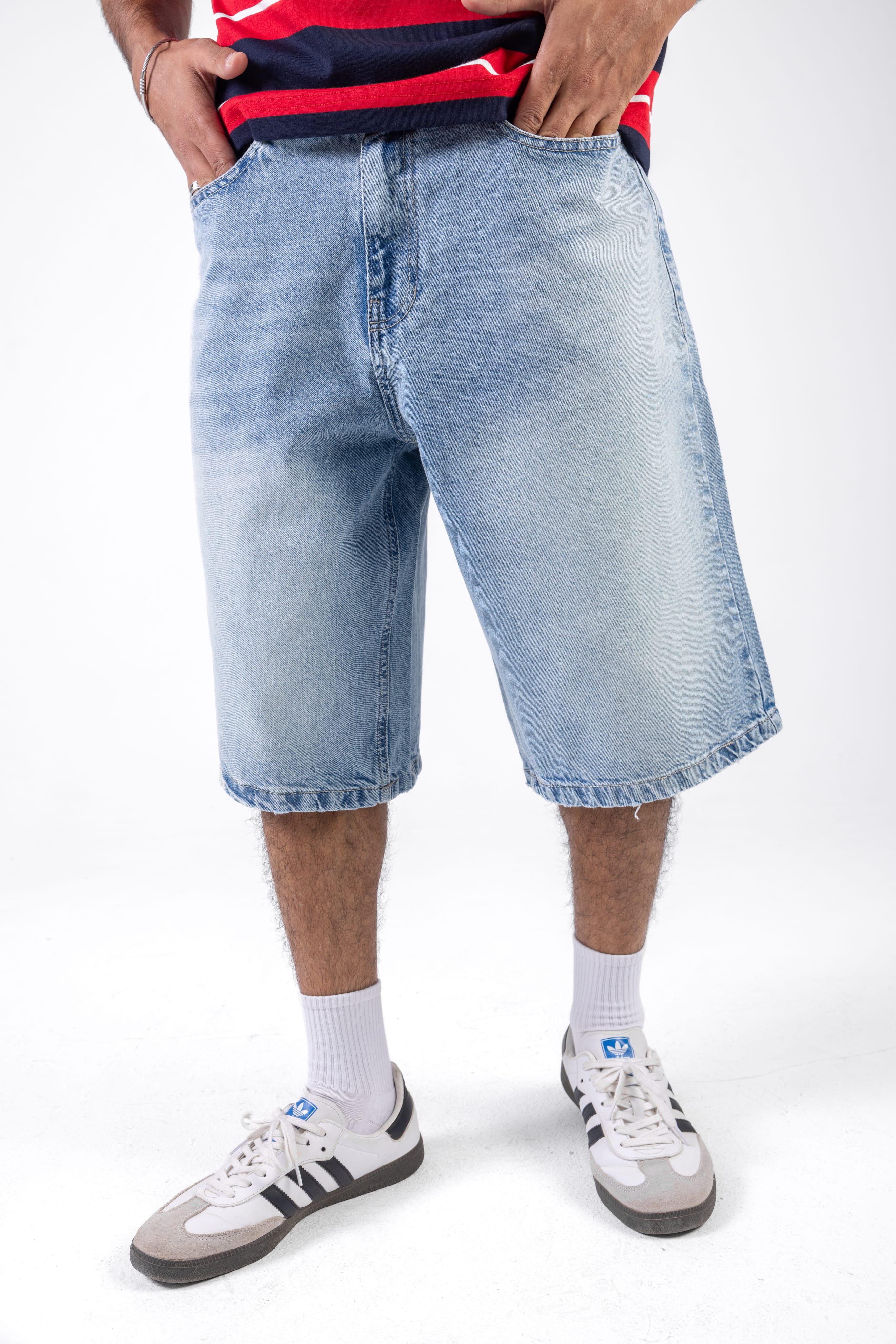 Wide Leg Denim Shorts