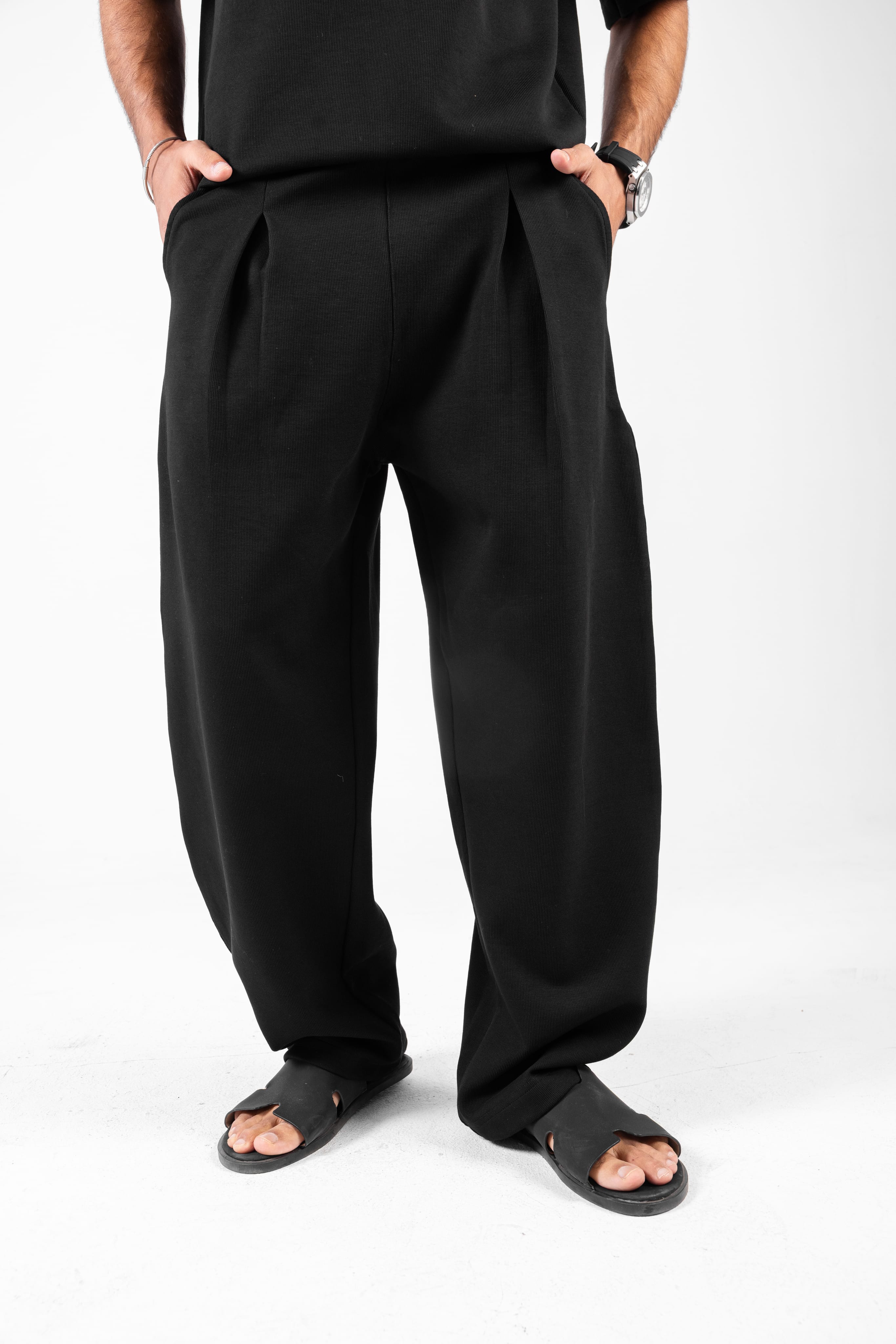 Oversized Polo Set with Wide Leg Pants