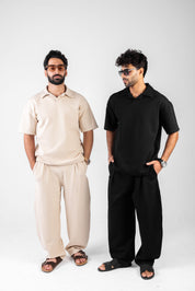 Oversized Polo Set with Wide Leg Pants