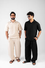 Oversized Polo Set with Wide Leg Pants