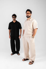 Oversized Polo Set with Wide Leg Pants