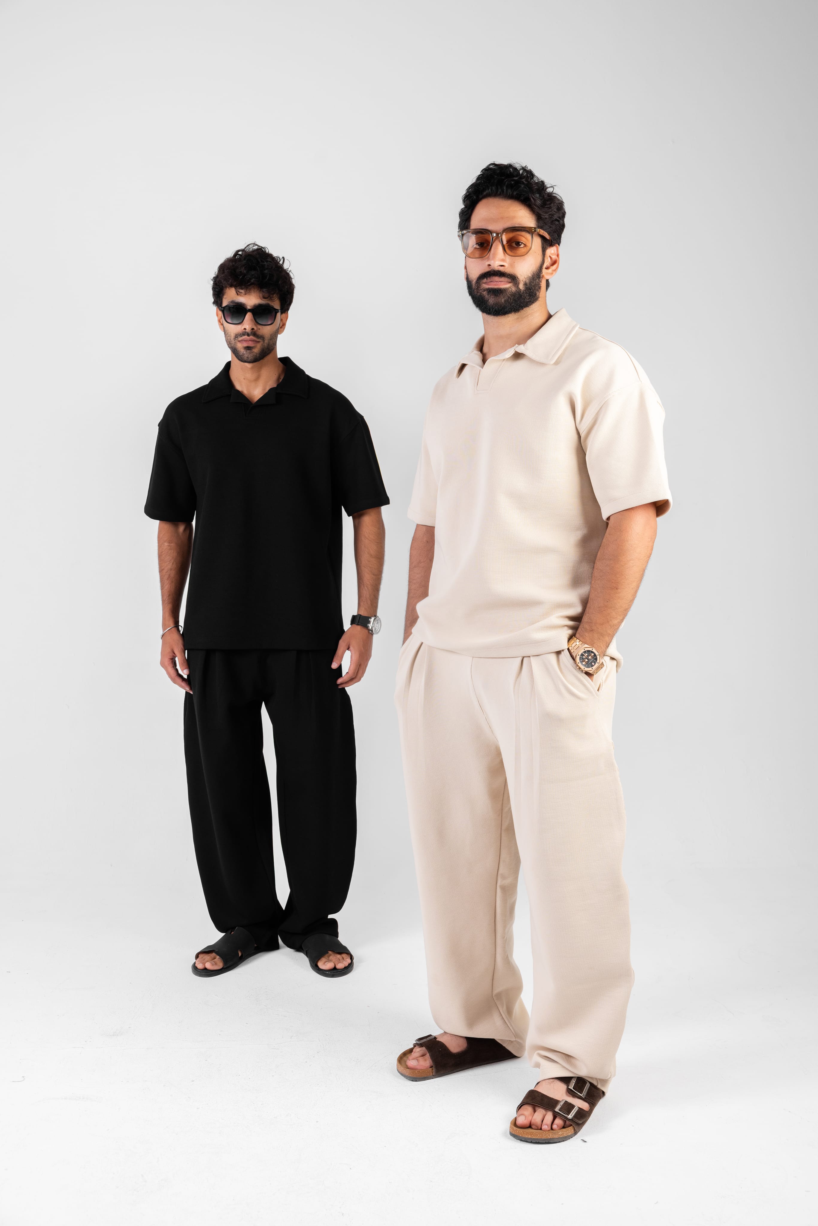 Oversized Polo Set with Wide Leg Pants