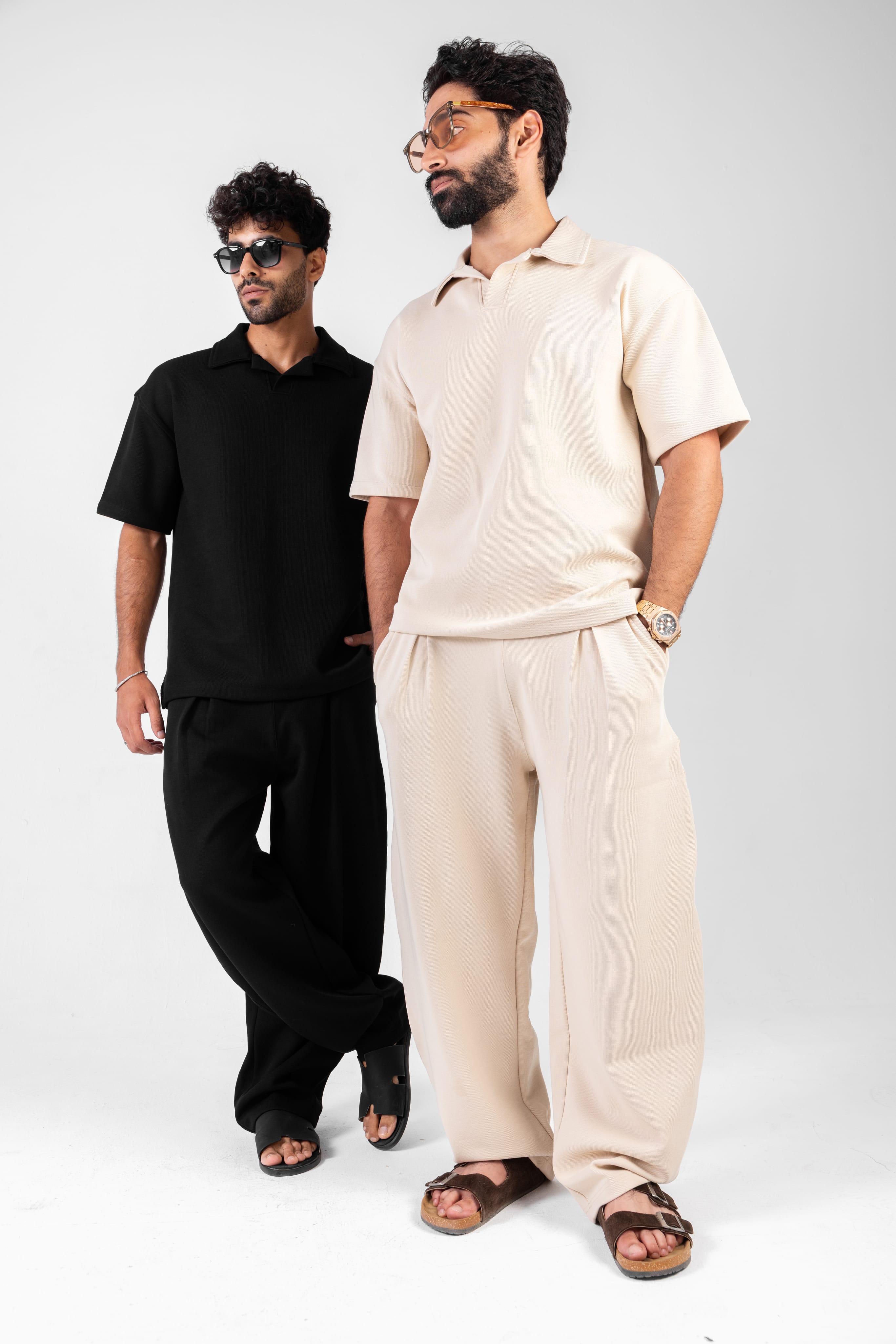 Oversized Polo Set with Wide Leg Pants