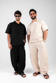 Oversized Polo Set with Wide Leg Pants
