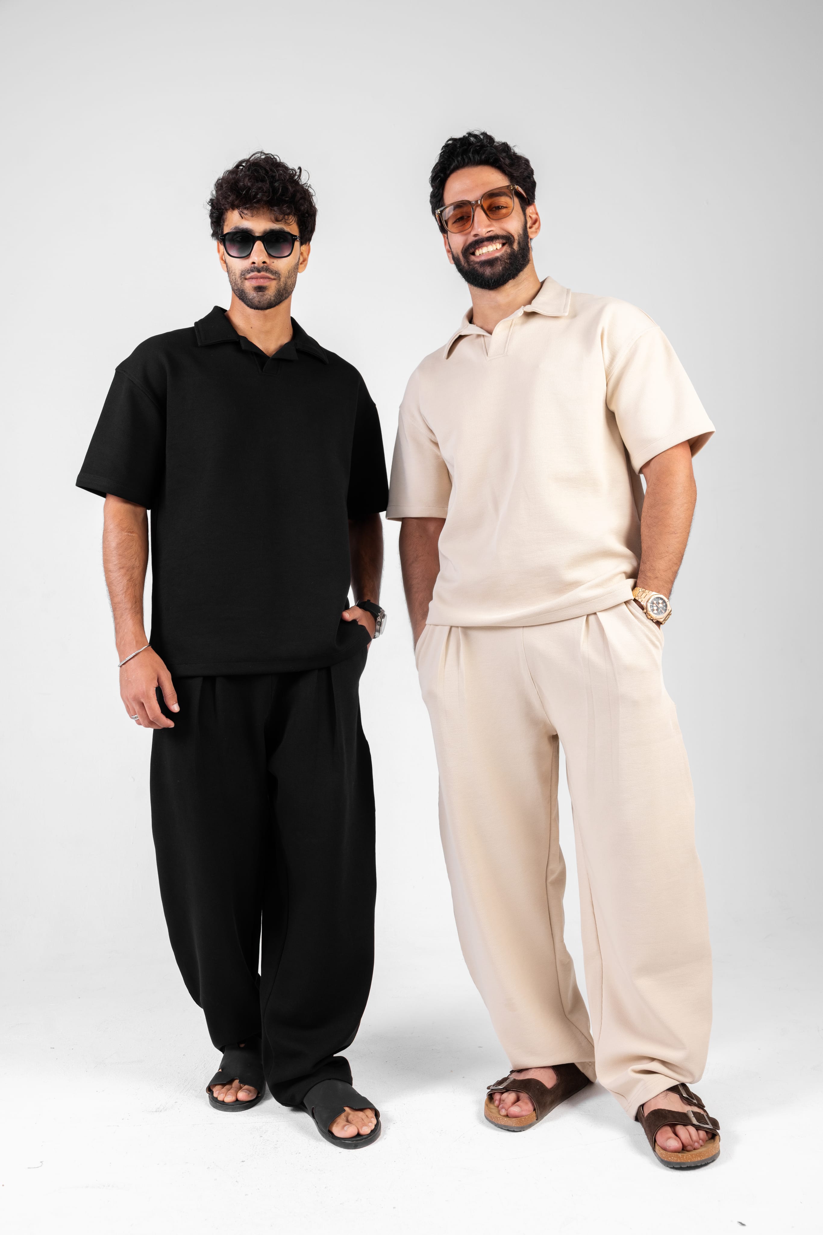 Oversized Polo Set with Wide Leg Pants